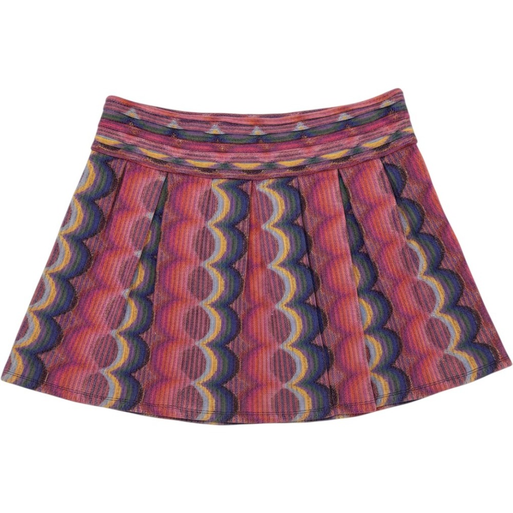 Ramy Brook Gracie Metallic Knit Pleated Geometric Mini Skirt 12 Retro NWT